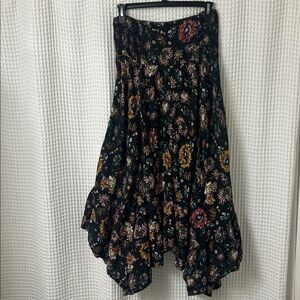 Natural Life 100% Cotton Dark Floral Maxi Skirt Size L/XL Boho